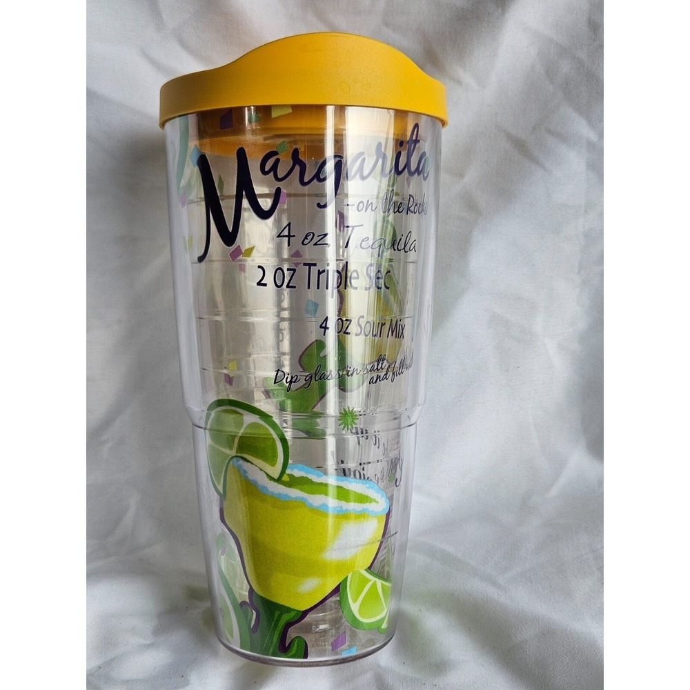 Tervis‎ Tumbler 24 Oz Margarita Recipe Lime Graphics & Yellow Lid